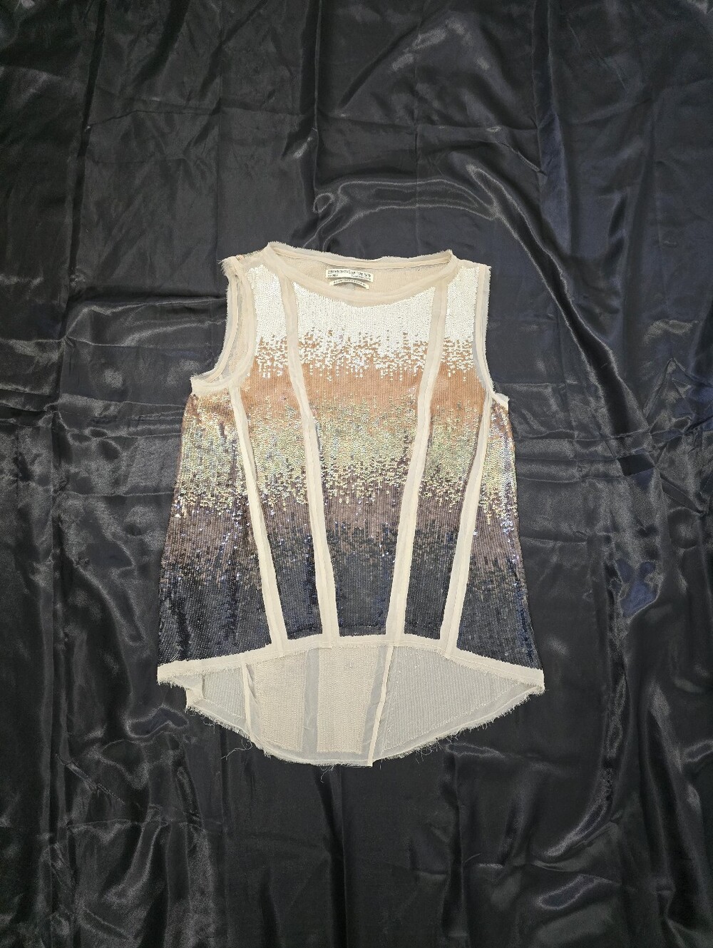 AllSaints White and Beige Hand-Embellished Sequin Top - Picture 5 of 10